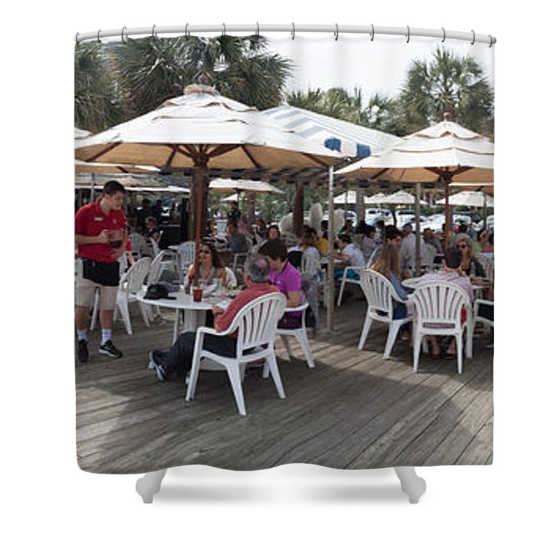 Hilton Head Shower Curtain featuring the photograph Dining on the Docks by Thomas Marchessault