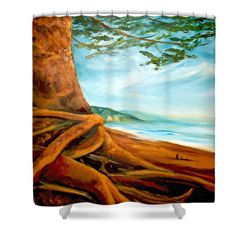 Landscape Shower Curtain featuring the painting Distant Shores Rejoice by Meaghan Troup