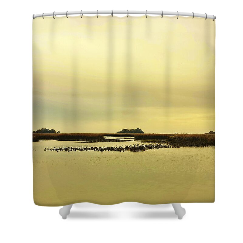 Divided-sunrise-sunset Shower Curtain featuring the photograph Divided Sunrise Sunset Image Art by Jo Ann Tomaselli