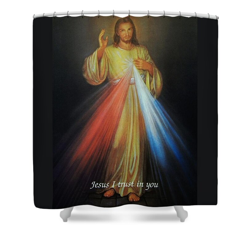 Divine Mercy Shower Curtain featuring the photograph Divine Mercy Jesus by Anna Baker