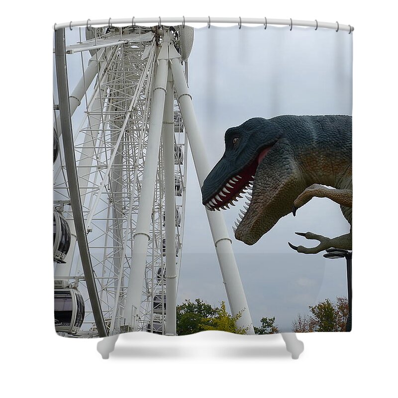 Tyrannosaurus Rex Shower Curtain featuring the photograph Do Not Feed the T Rex by Richard Reeve