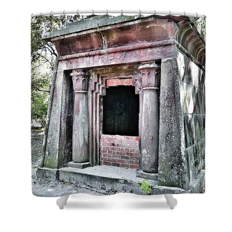 Fripp Crypt Shower Curtain featuring the photograph Do Not Go In Here by Patricia Greer