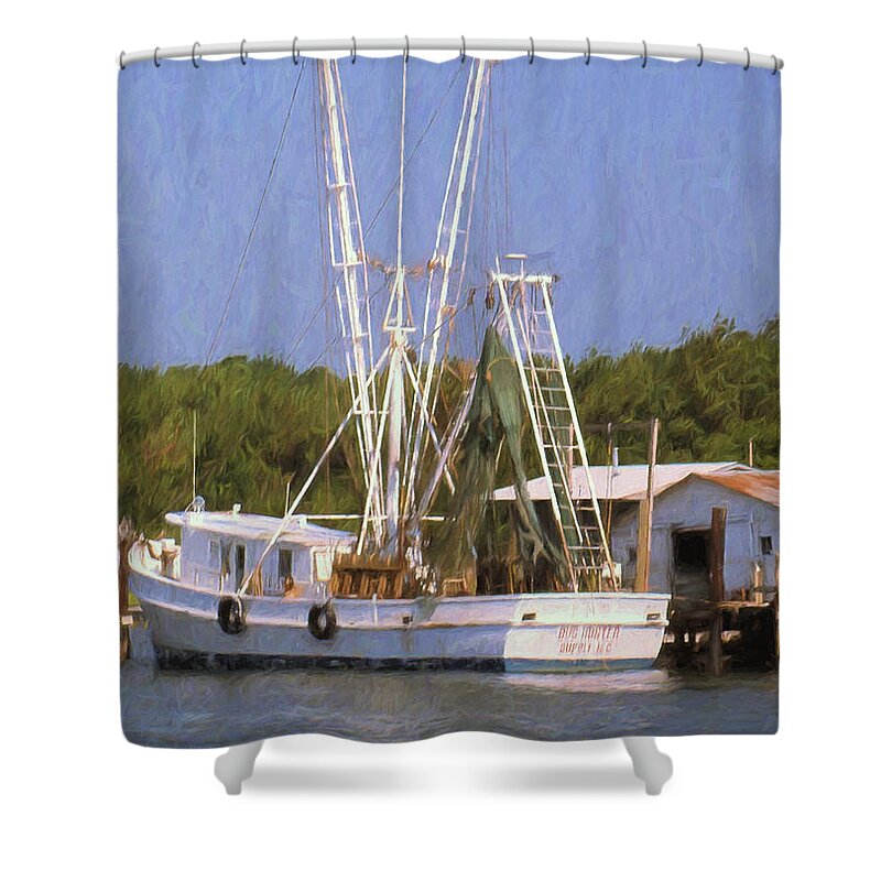 Dock Side Shower Curtain featuring the digital art Dock Side by Richard Rizzo