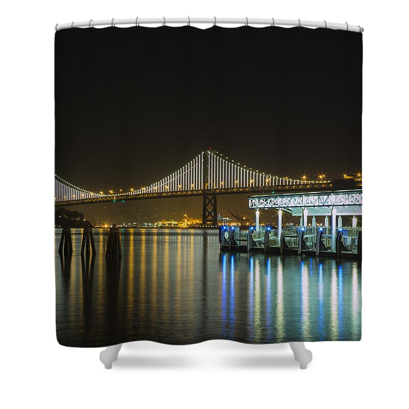 Embarcadero Shower Curtain featuring the photograph Docks and Bay Lights by Bryant Coffey