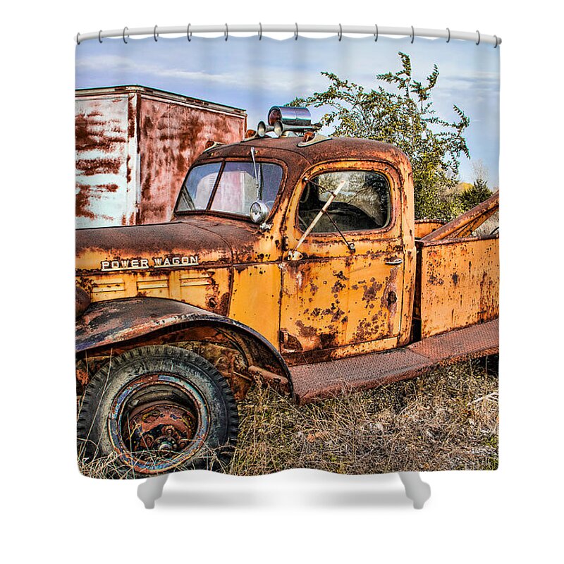 Steven Bateson Shower Curtain featuring the photograph Dodge Power Wagon Wrecker by Steven Bateson
