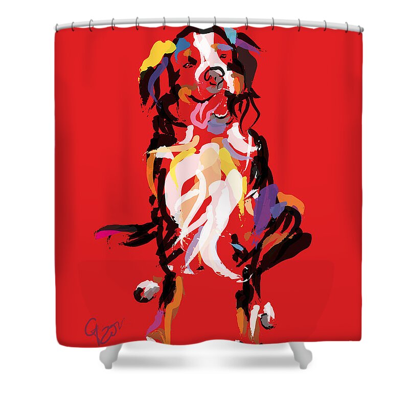 Dog Painting Shower Curtain featuring the painting Dog Iggy by Go Van Kampen