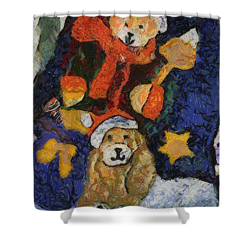 Stocking Shower Curtain featuring the photograph Doggie Xmas Stocking 03 Photo Art by Thomas Woolworth