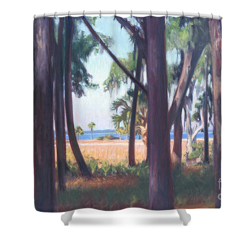 Backyard Oaks Shower Curtain featuring the painting Dolphin Head by Candace Lovely