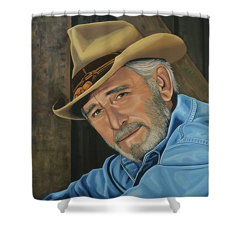 Don Williams Shower Curtain featuring the painting Don Williams Painting by Paul Meijering