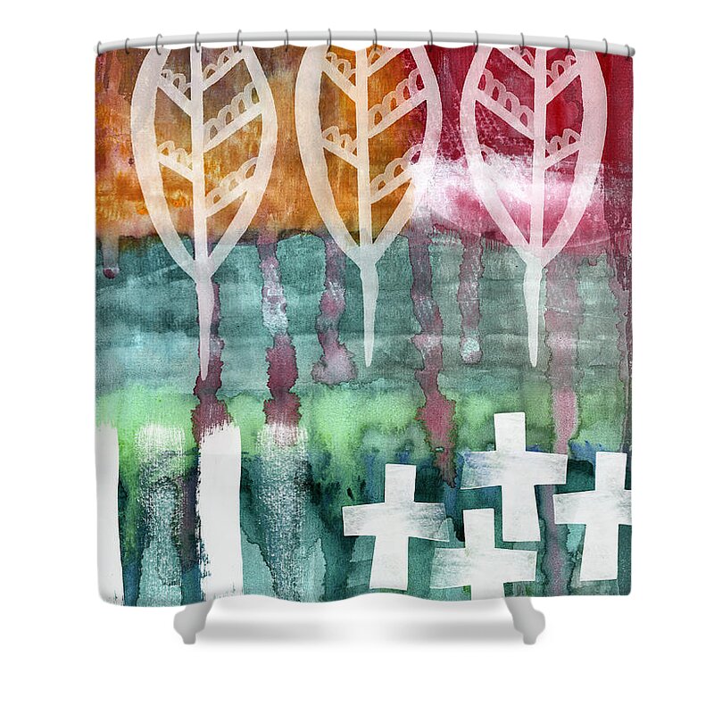 Abstract Painting Shower Curtain featuring the painting Done Too Soon by Linda Woods