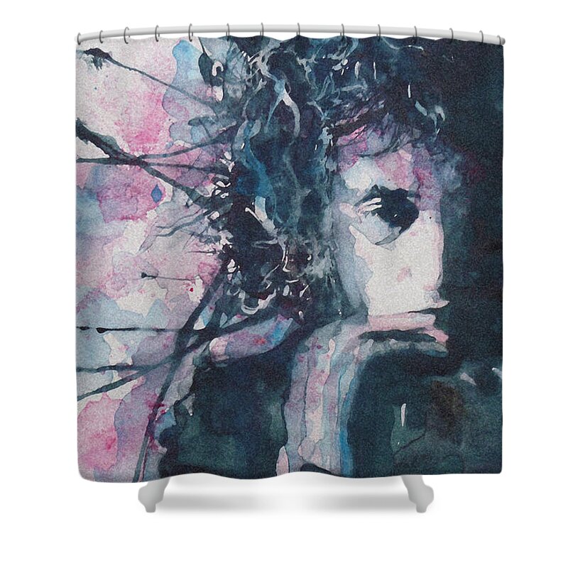 Bob Dylan Shower Curtain featuring the painting Don't Think Twice It's Alright by Paul Lovering