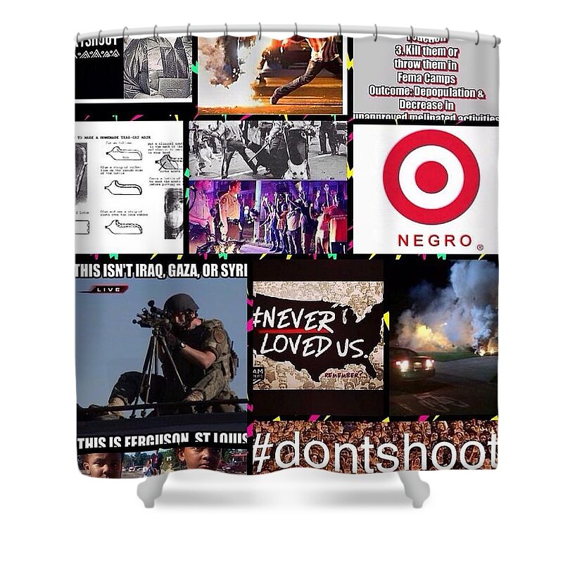 Digital Art Shower Curtain featuring the digital art #dontshoot by Karen Buford