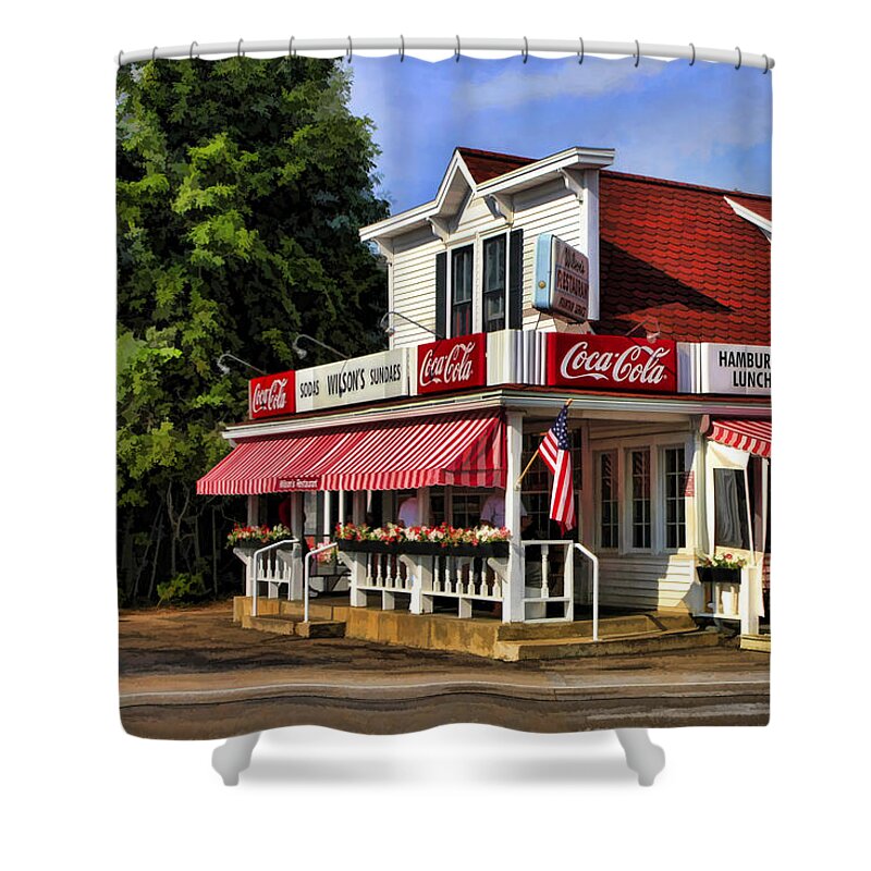 Door County Shower Curtain featuring the painting Door County Wilson's Ice Cream Store by Christopher Arndt