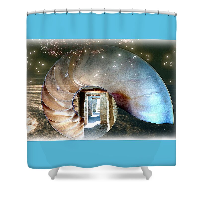 Nautilus Shower Curtain featuring the digital art Doors to the Multiverse by Lisa Yount