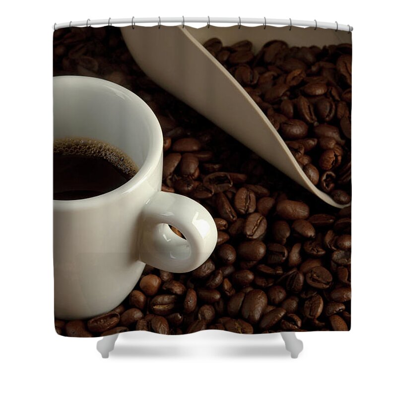 Full Frame Shower Curtain featuring the photograph Double Espresso Coffee by Peter Landon