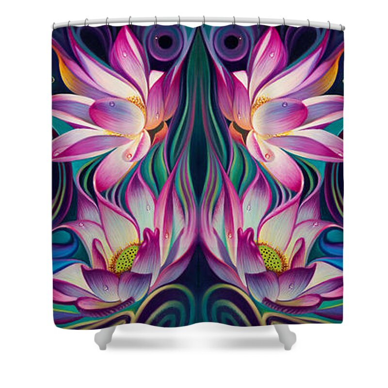 Lotus Shower Curtain featuring the painting Double Floral Fantasy 2 by Ricardo Chavez-Mendez