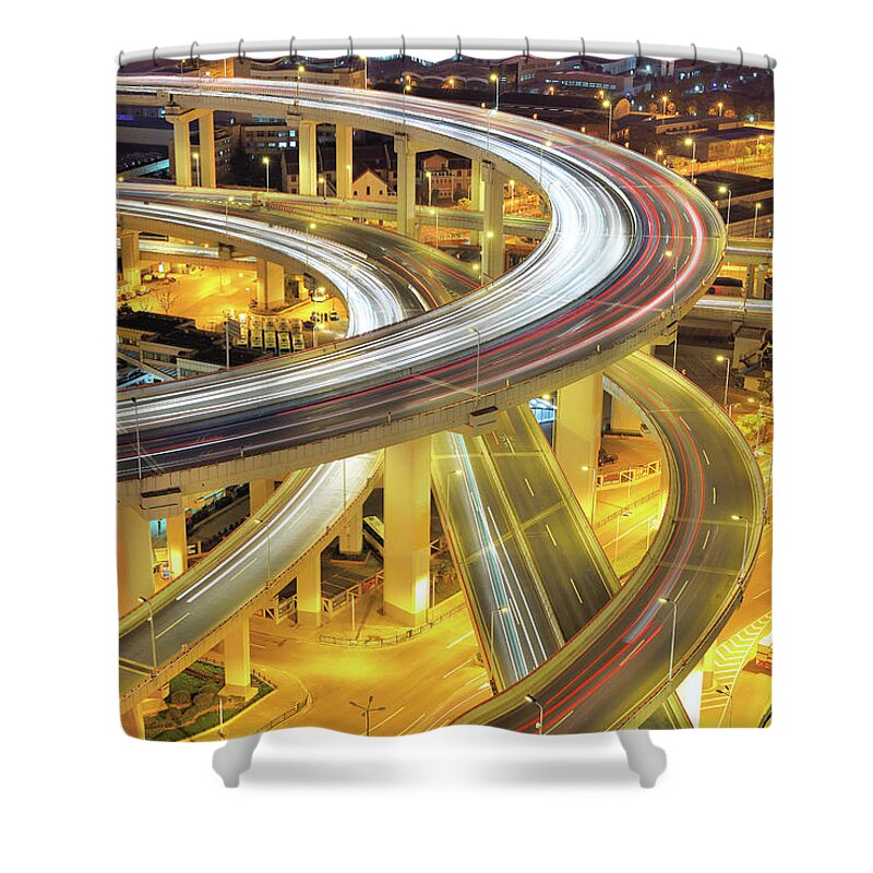 Built Structure Shower Curtain featuring the photograph Double Helix Of Nanpu Bridge by Wei Fang