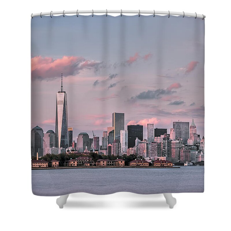 Atlantic Shower Curtain featuring the photograph Downtown at dusk by Eduard Moldoveanu