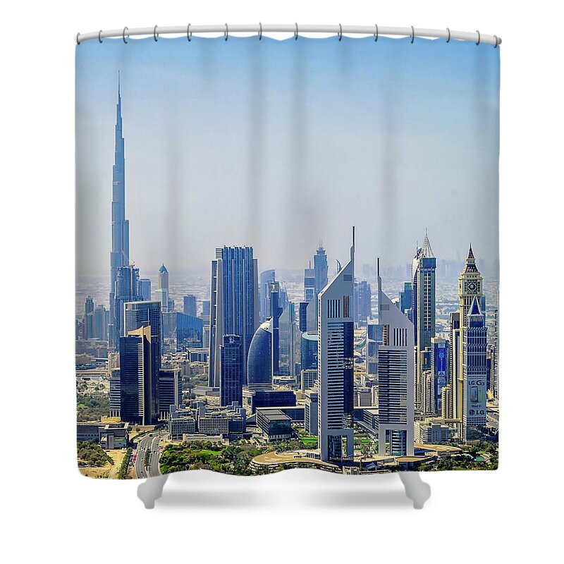 Corporate Business Shower Curtain featuring the photograph Downtown Dubai by Joseph Plotz
