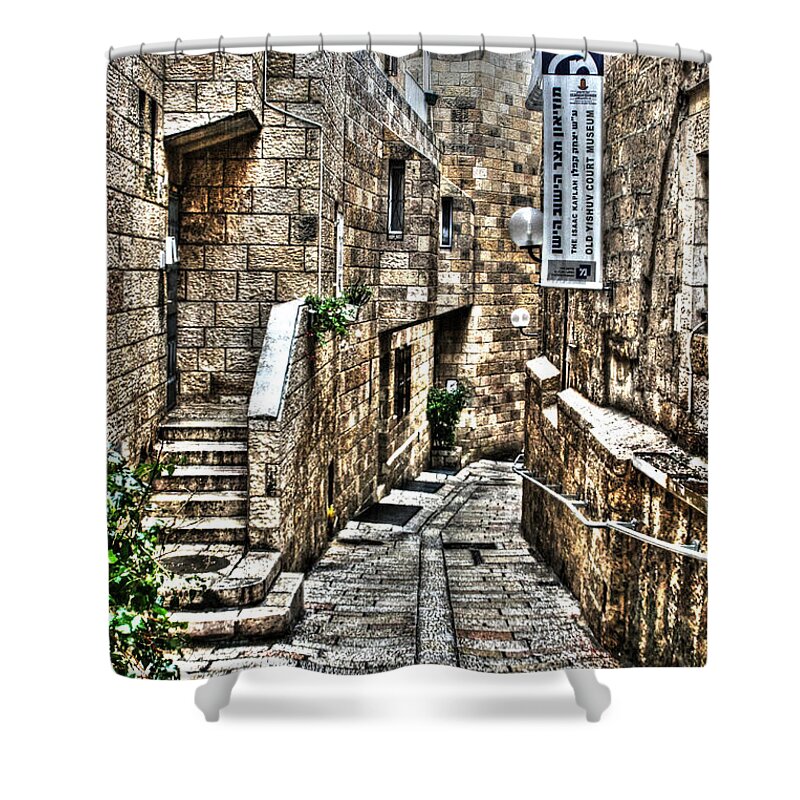 Western Wall Shower Curtain featuring the photograph Downtown in Jerusalems Old City by Doc Braham