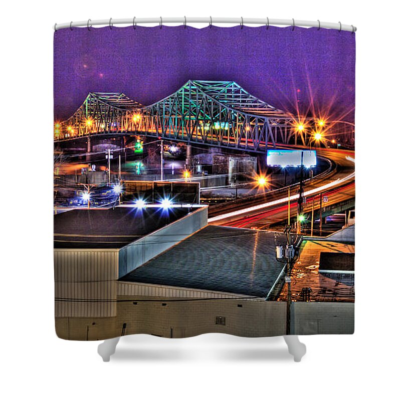Parkersburg Shower Curtain featuring the photograph Downtown PKB at Night by Jonny D