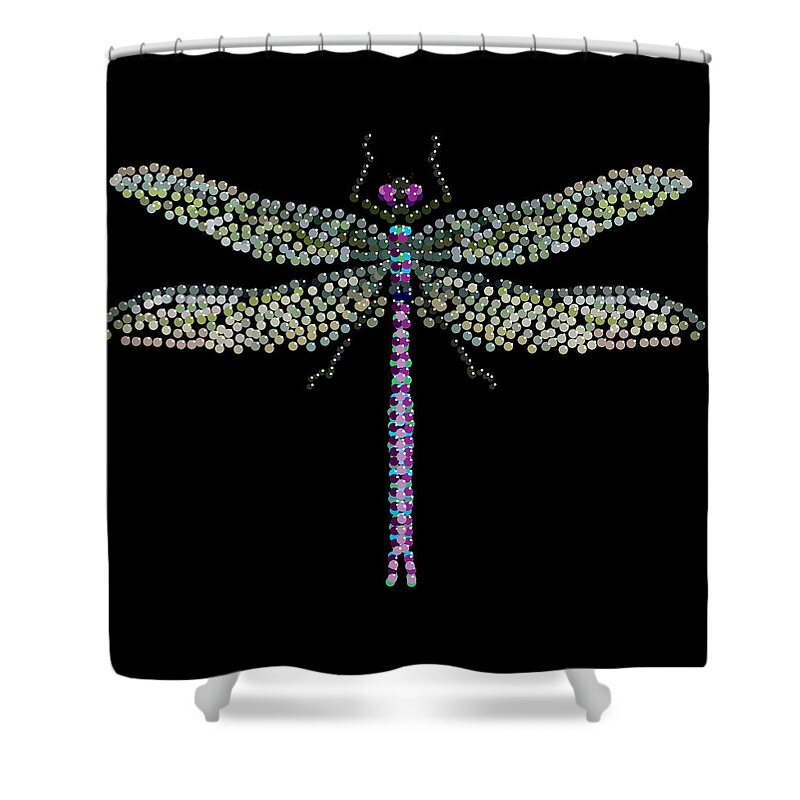 Dragonfly Shower Curtain featuring the digital art Dragonfly Bedazzled by R Allen Swezey