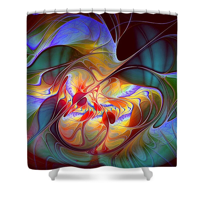 Abstract Shower Curtain featuring the digital art Dragonheart by Casey Kotas