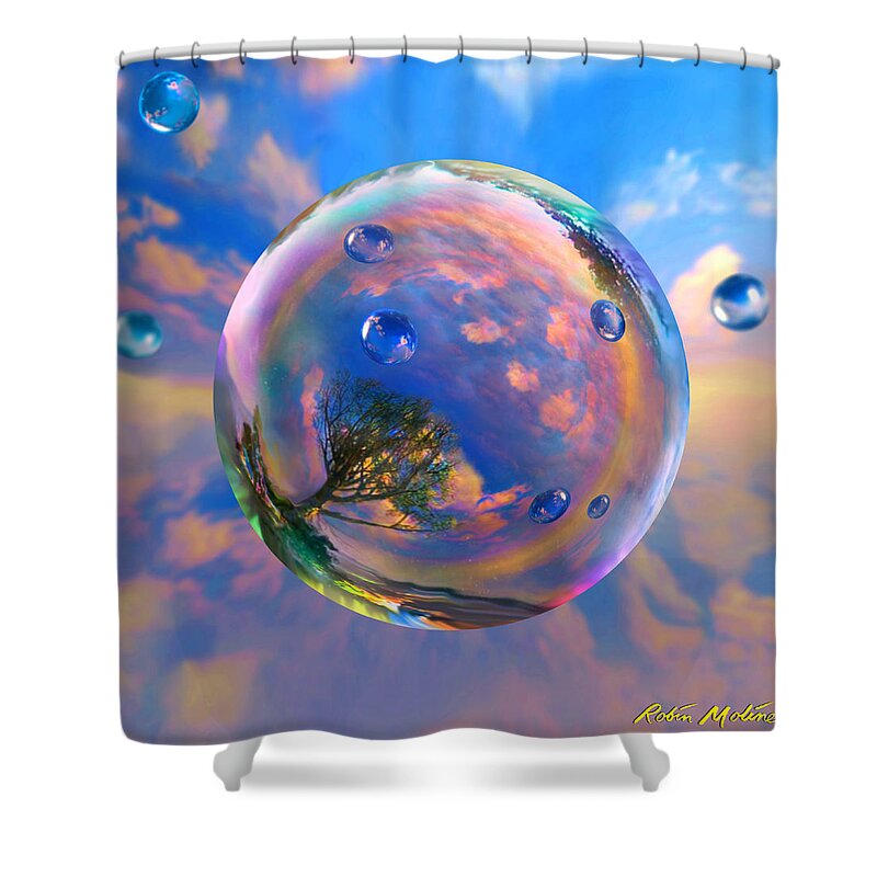 Dreamscape Shower Curtain featuring the painting Dream Bubble by Robin Moline