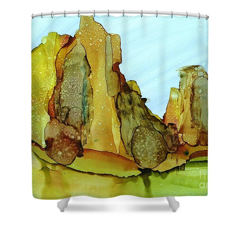 Canyon Shower Curtain featuring the painting Dream catcher country by Yolanda Koh