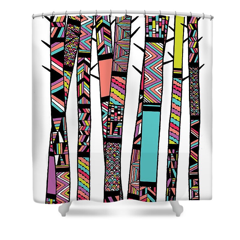 Navajo Shower Curtain featuring the digital art Dream Forest by MGL Meiklejohn Graphics Licensing