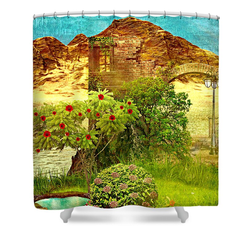 Landscape Art Shower Curtain featuring the painting Dream Land by Ally White
