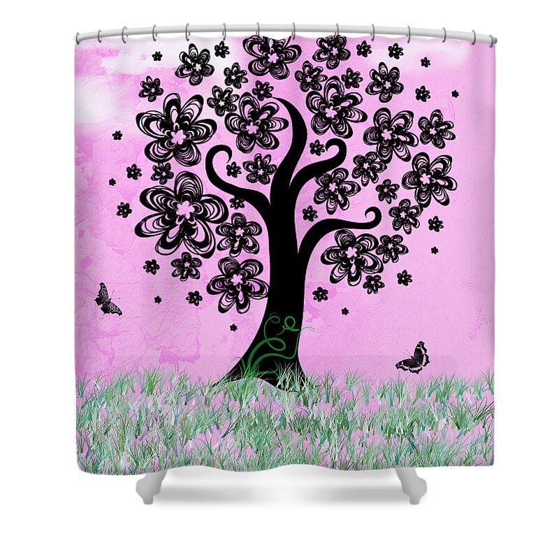 Rhonda Barrett Shower Curtain featuring the digital art Dreaming of Spring by Rhonda Barrett