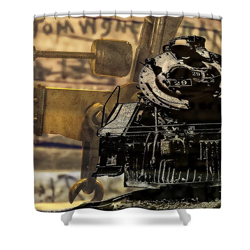 Train Shower Curtain featuring the digital art Dreams of Trains Past by Georgianne Giese