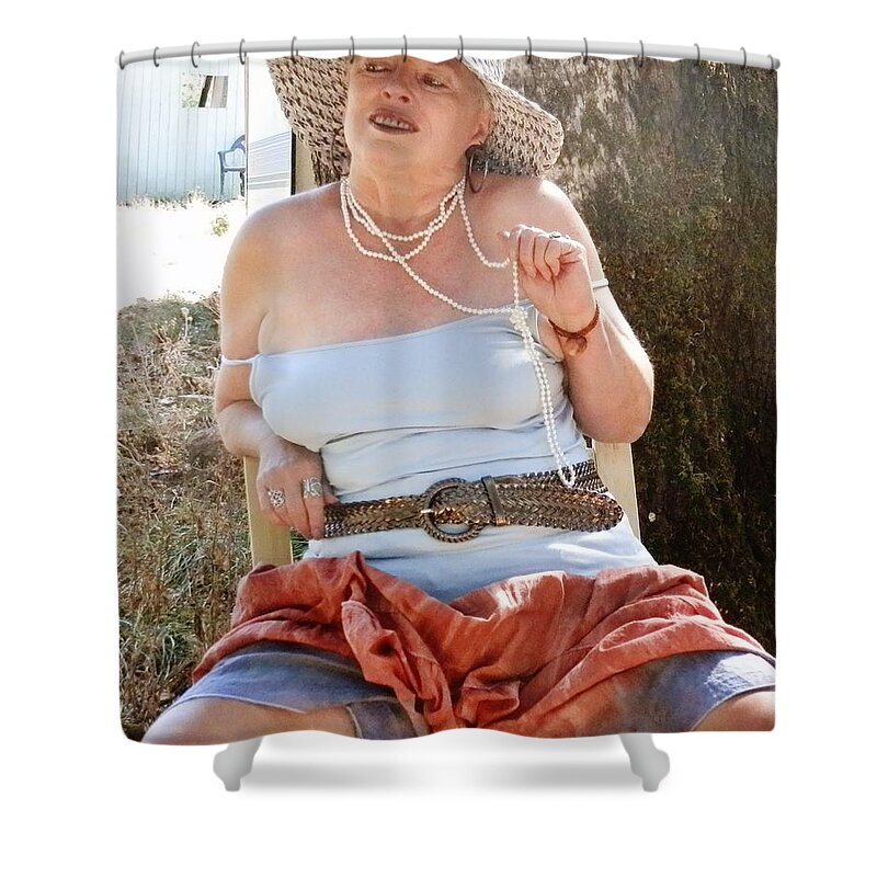 Portrait Shower Curtain featuring the photograph Dressing For Play by VLee Watson