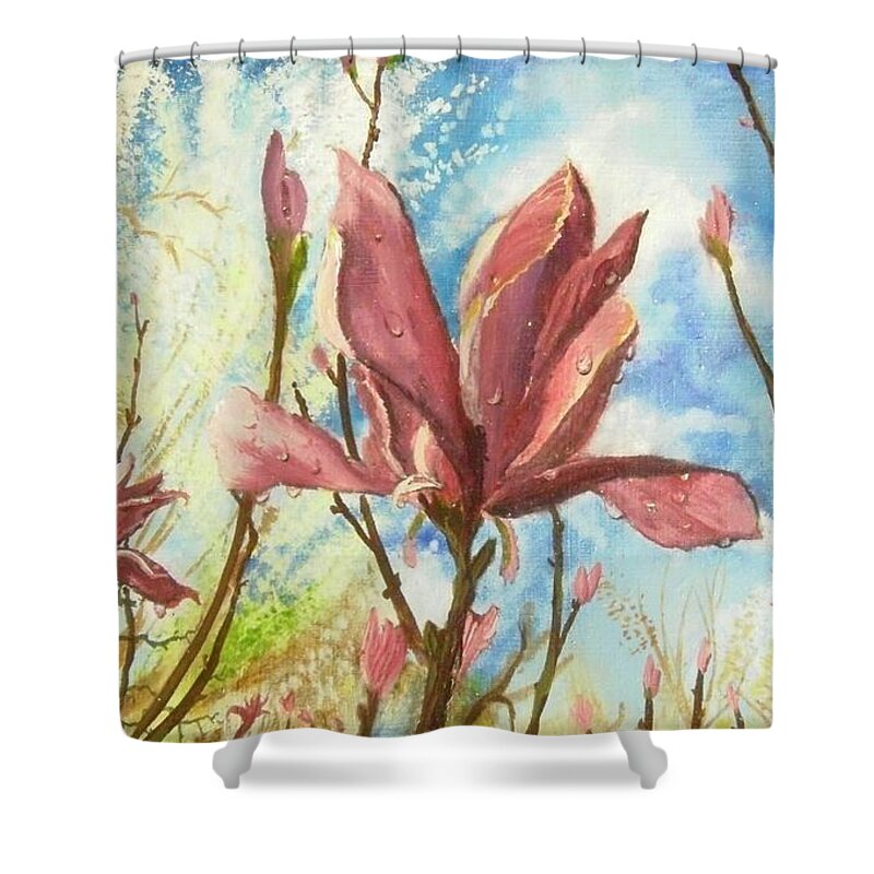 Dew Shower Curtain featuring the painting Drops of Morning by Nicole Angell