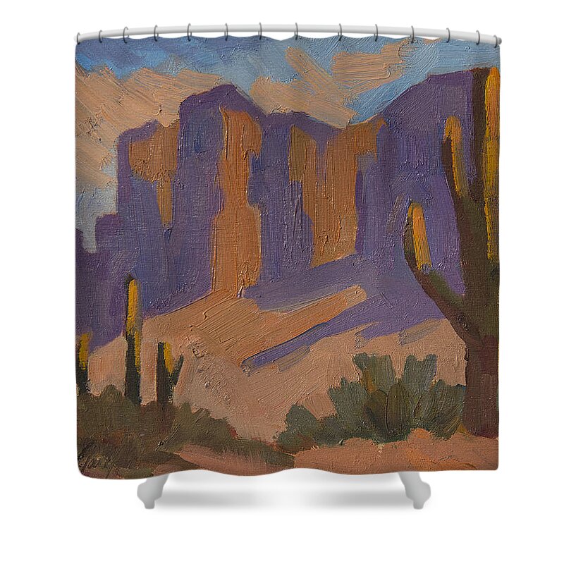 Desert Shower Curtain featuring the painting Dry Heat Desert by Diane McClary