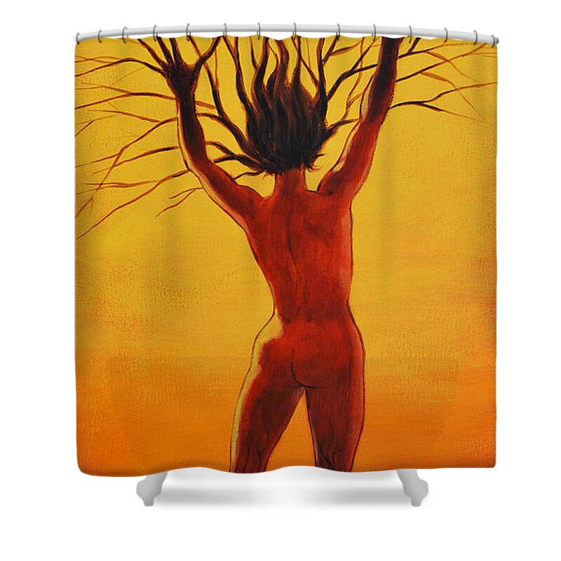 Fantasy Shower Curtain featuring the painting Dryad by Glenn Pollard