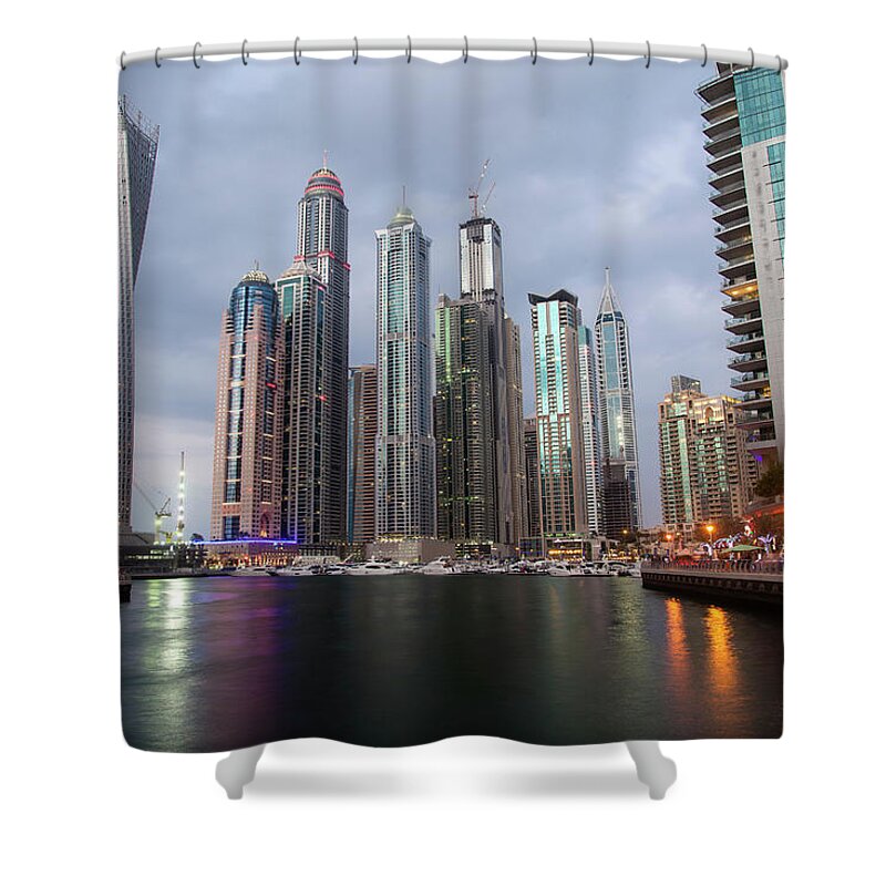 Financial District Shower Curtain featuring the photograph Dubai Marina Afternoon by Brad Rickerby