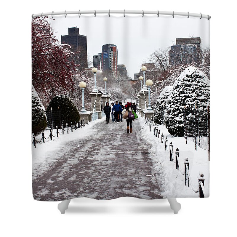 Boston Shower Curtain featuring the photograph Duck Pond Bridge by Thomas Marchessault