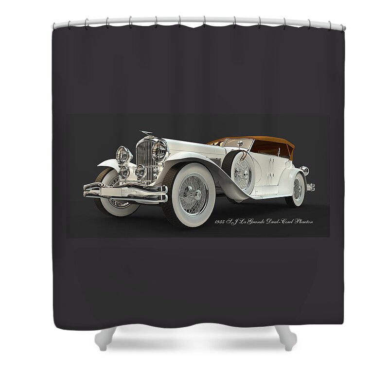 Classic Cars Shower Curtain featuring the digital art Duesenberg by William Ladson