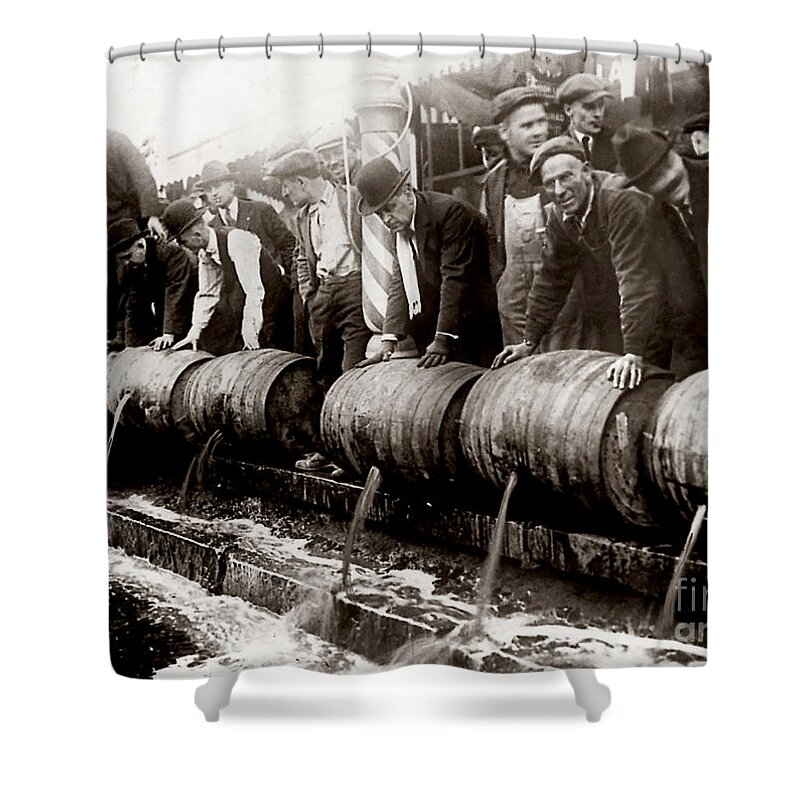 Prohibition Guardsmen Shower Curtain featuring the photograph Dump the Beer by Jon Neidert