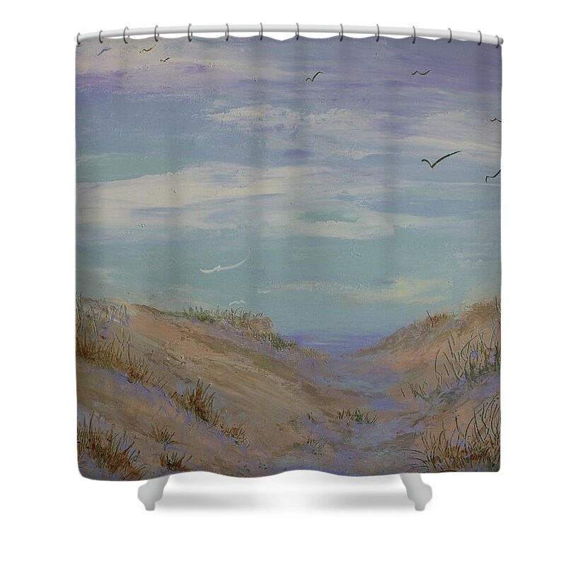 Sand Dunes Shower Curtain featuring the painting Dune by Ruth Kamenev
