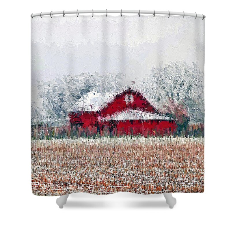 Texas Shower Curtain featuring the painting Dusted in Snow #4 by Will Barger