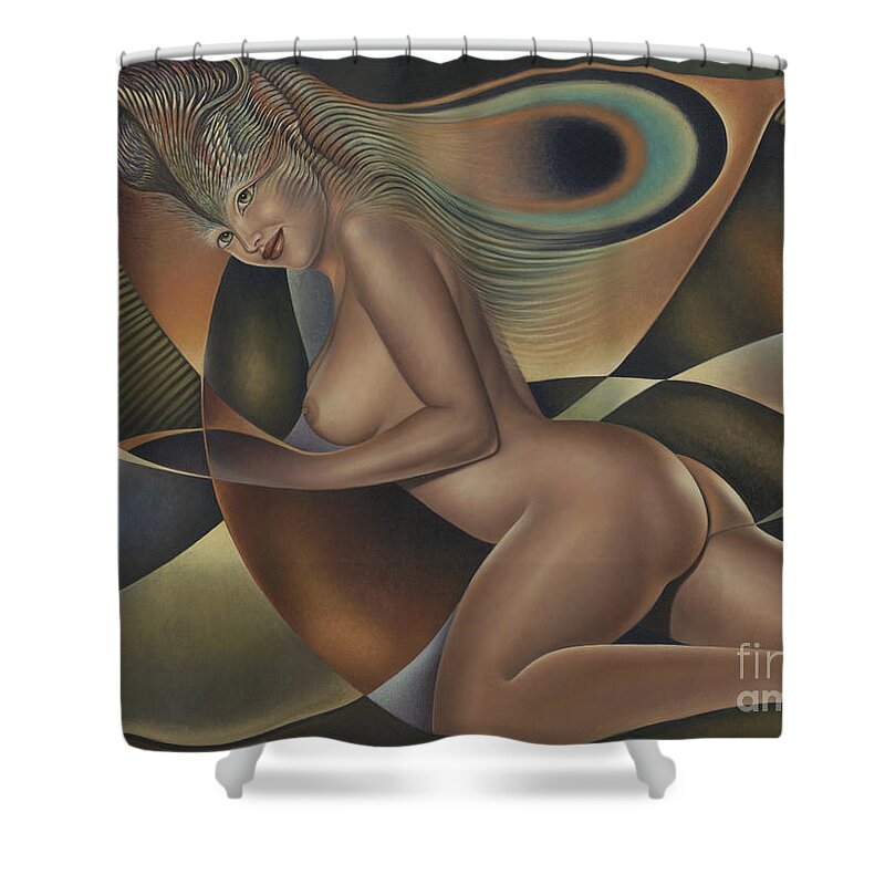 Nude-art Shower Curtain featuring the painting Dynamic Queen 4 by Ricardo Chavez-Mendez