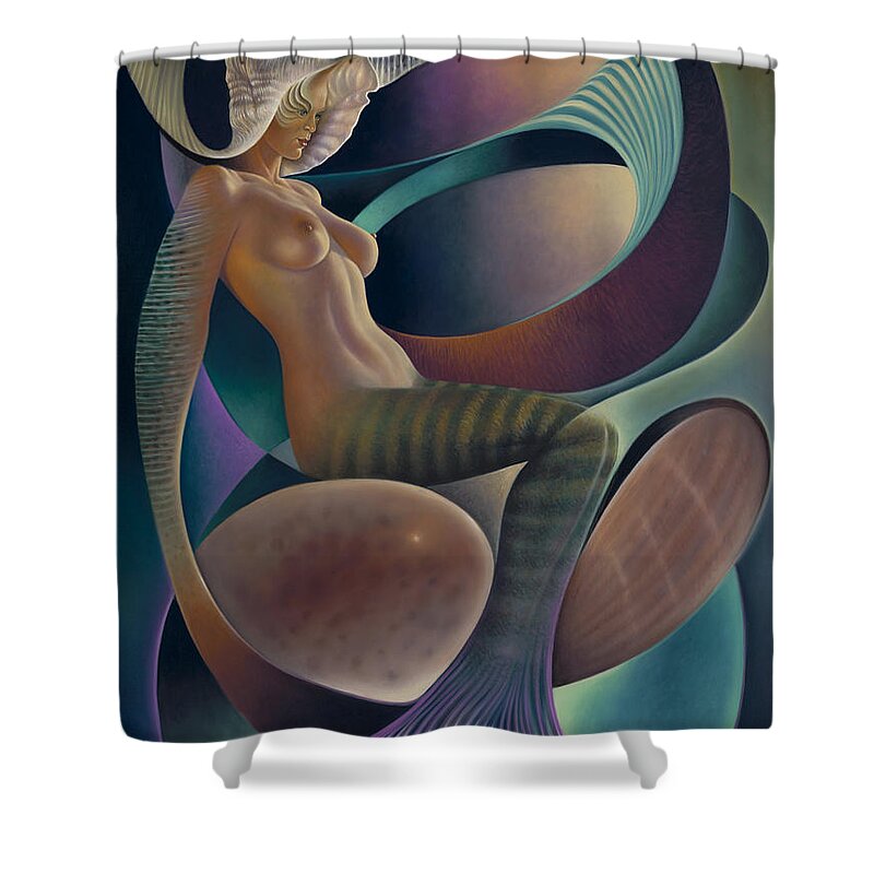 Nude-art Shower Curtain featuring the painting Dynamic Queen 6 by Ricardo Chavez-Mendez