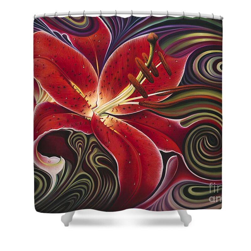 Lily Shower Curtain featuring the painting Dynamic Reds by Ricardo Chavez-Mendez
