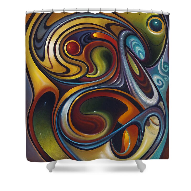 Multi-color Shower Curtain featuring the painting Dynamic Series #15 by Ricardo Chavez-Mendez