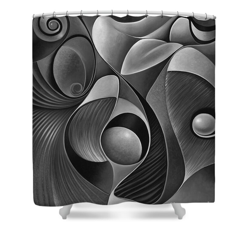 Female Shower Curtain featuring the painting Dynamic Series 22-Black and White by Ricardo Chavez-Mendez