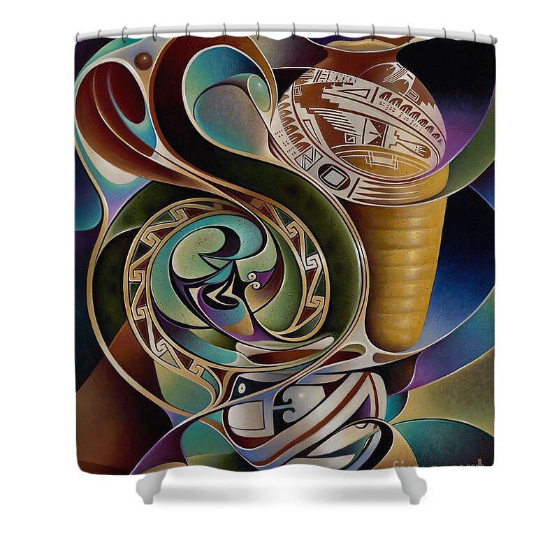 Abstract Shower Curtain featuring the painting Dynamic Still I by Ricardo Chavez-Mendez