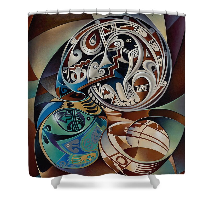 Abstract Shower Curtain featuring the painting Dynamic Still Il by Ricardo Chavez-Mendez